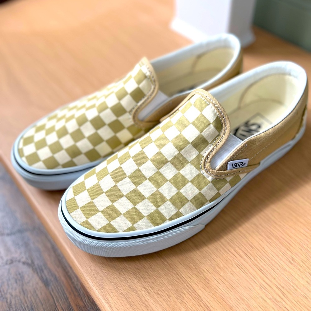 Vans Slip on checkerboard tan/off white